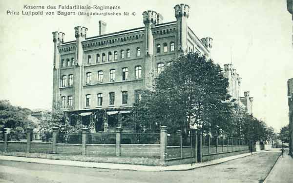 Die Kaserne des Feldartillerie-Regiments in der Turmschanzenstraße um 1914